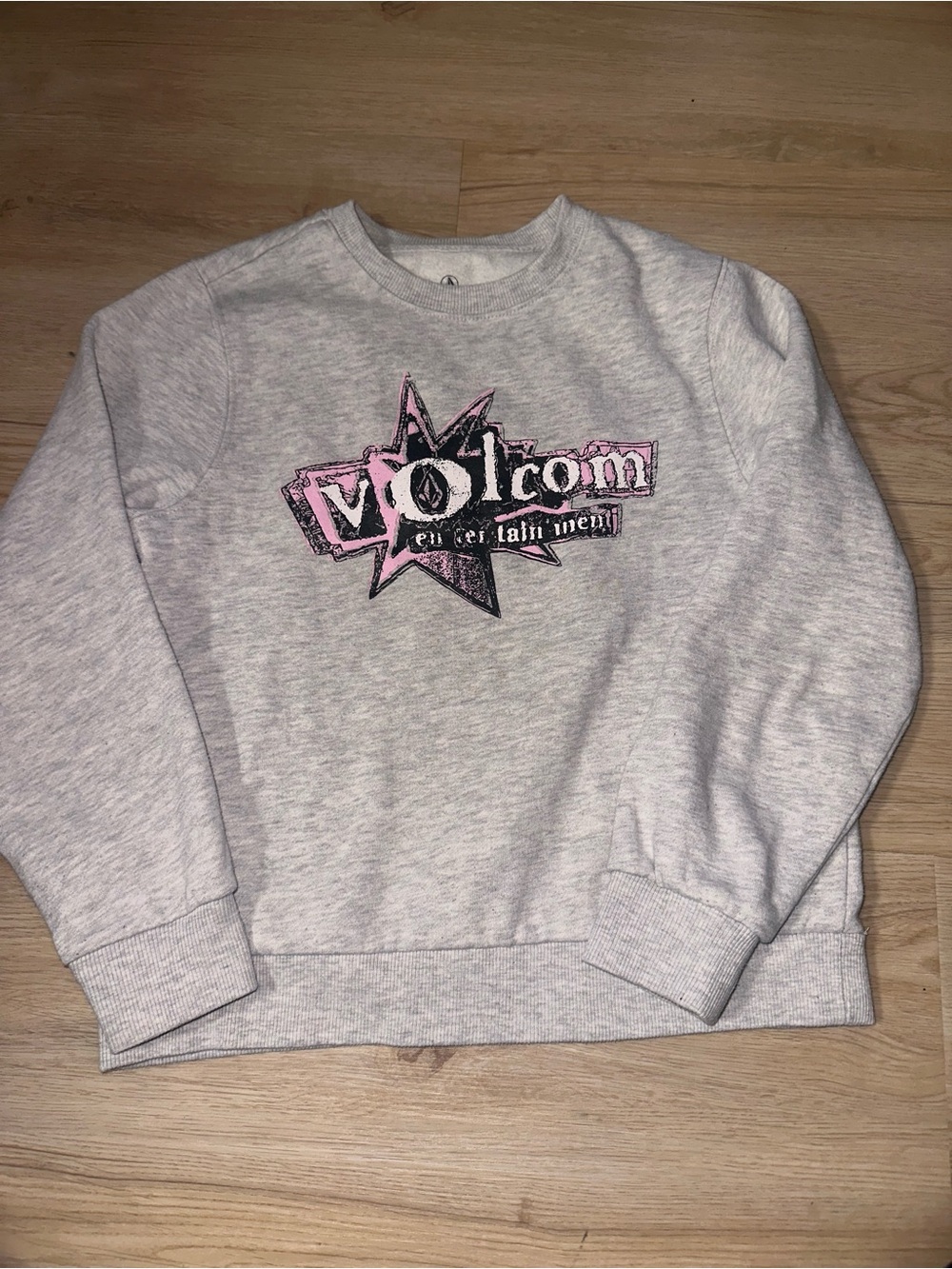 Volcom Gray Sweatshirt with Pink Graphic
